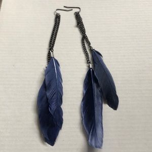 Blue feather earrings